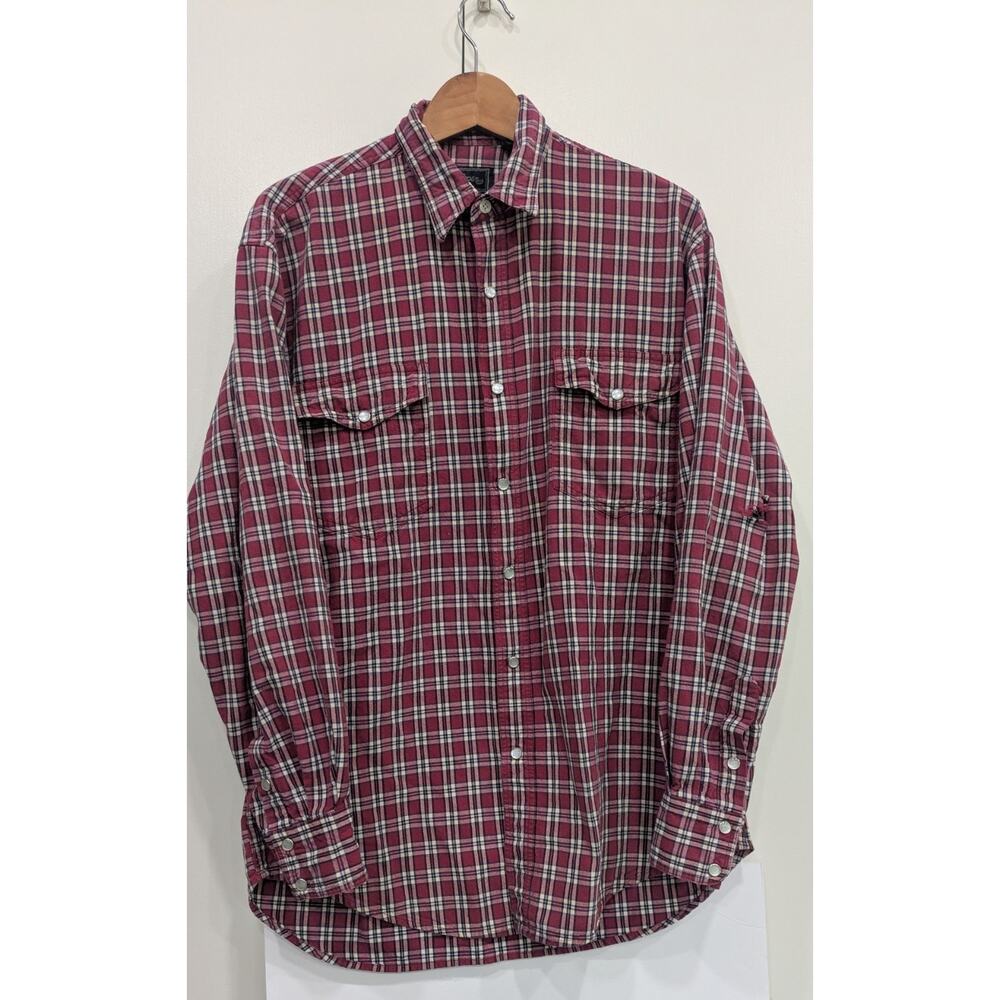 Vintage Roper Western Shirt Men’s Large Red Plaid Pearl Snap 100% Cotton Cowboy